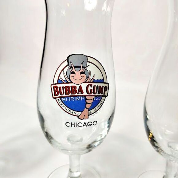 Set 3 Bubba Gump Shrimp Co Chicago Hurricane Glasses 9.75" Tall Restaurant - Picture 3 of 6
